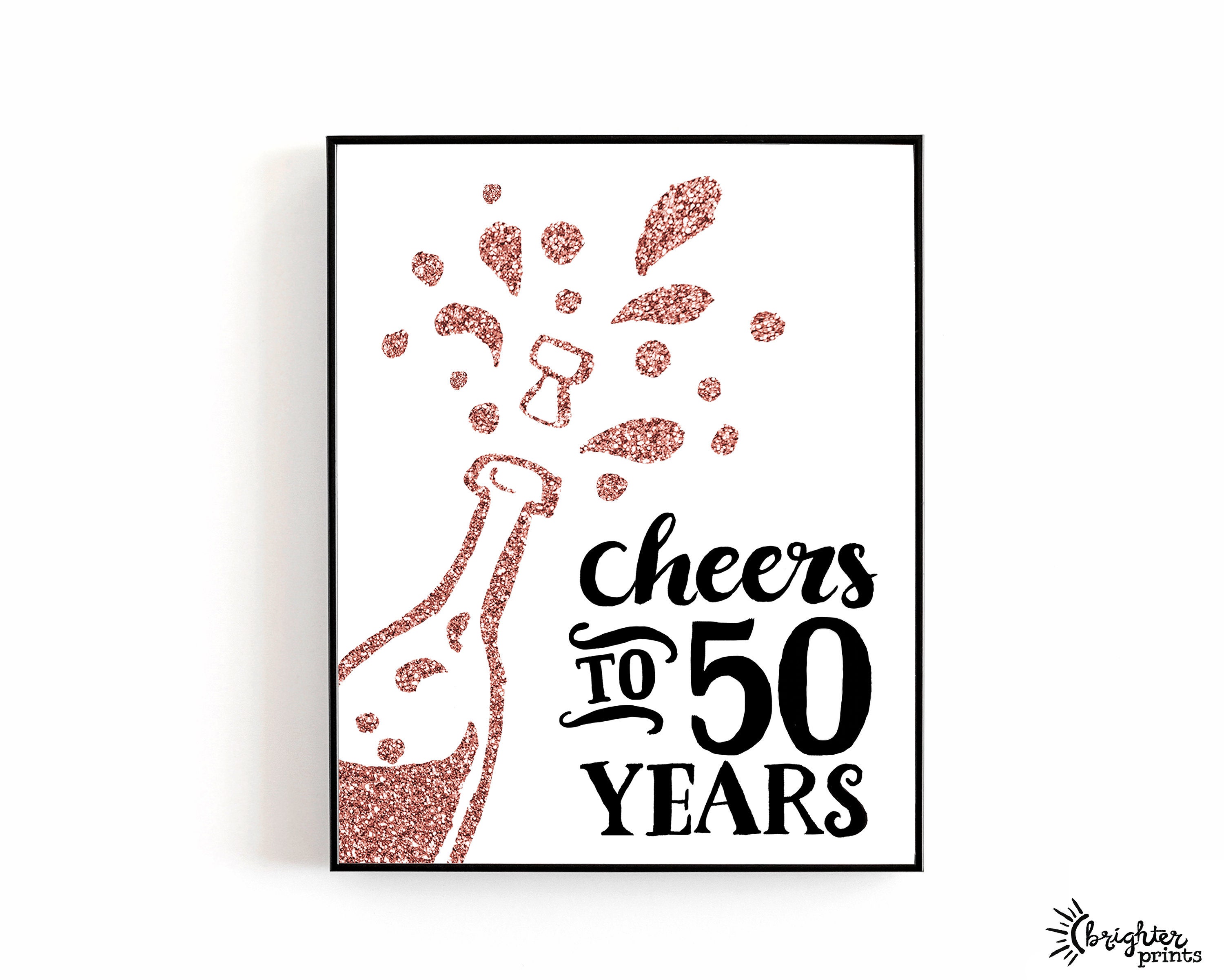 Striscione Decorativo Per 50° Compleanno - Cheers To 50 Years E Back In 1973 - Tessuto Nero E Oro, 180x30 Cm