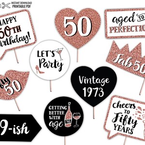 50th Birthday Printable Photo Booth Props INSTANT DOWNLOAD - Etsy