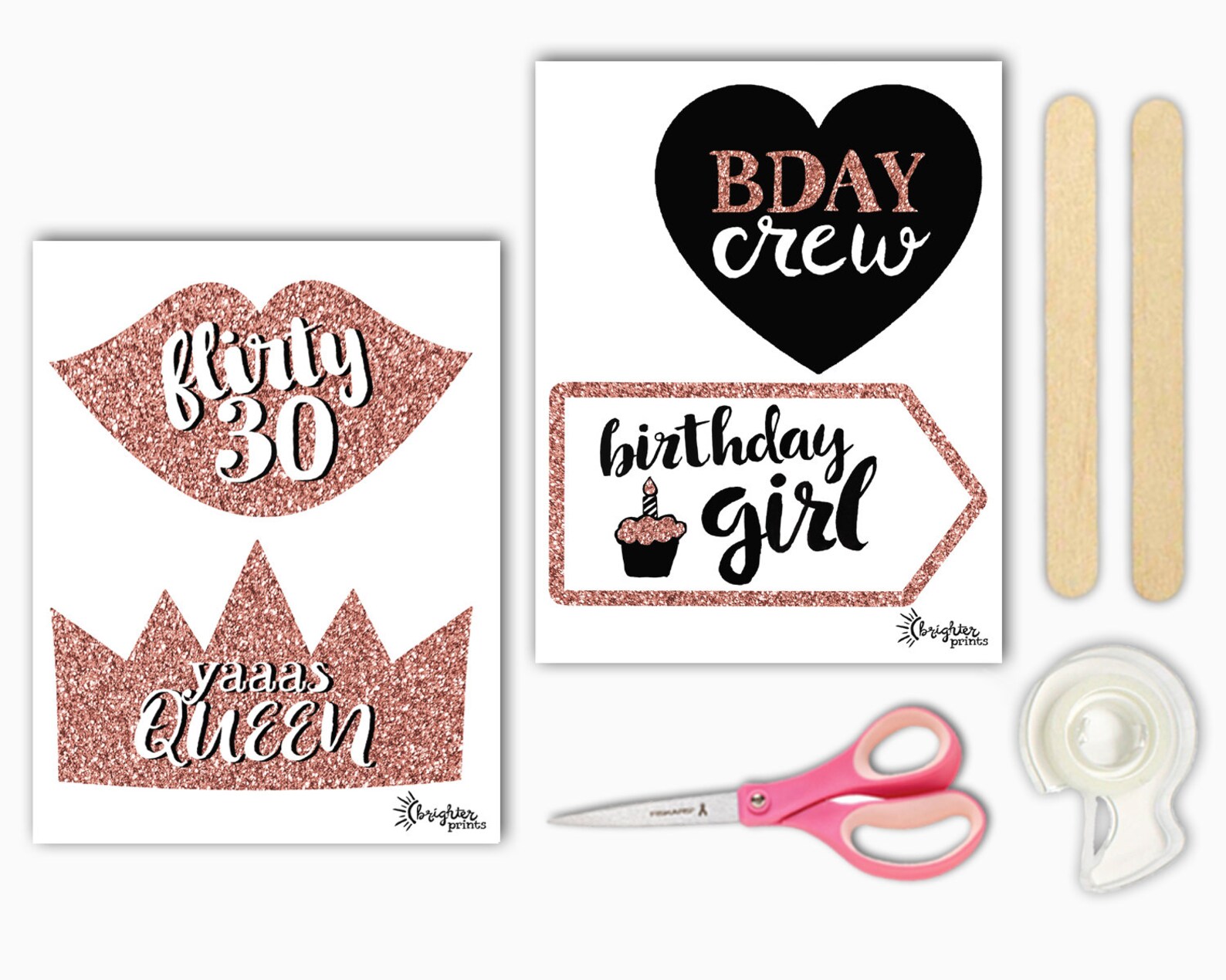 30th Birthday Printable Photo Booth Props Teal Gold Black White 10 ...