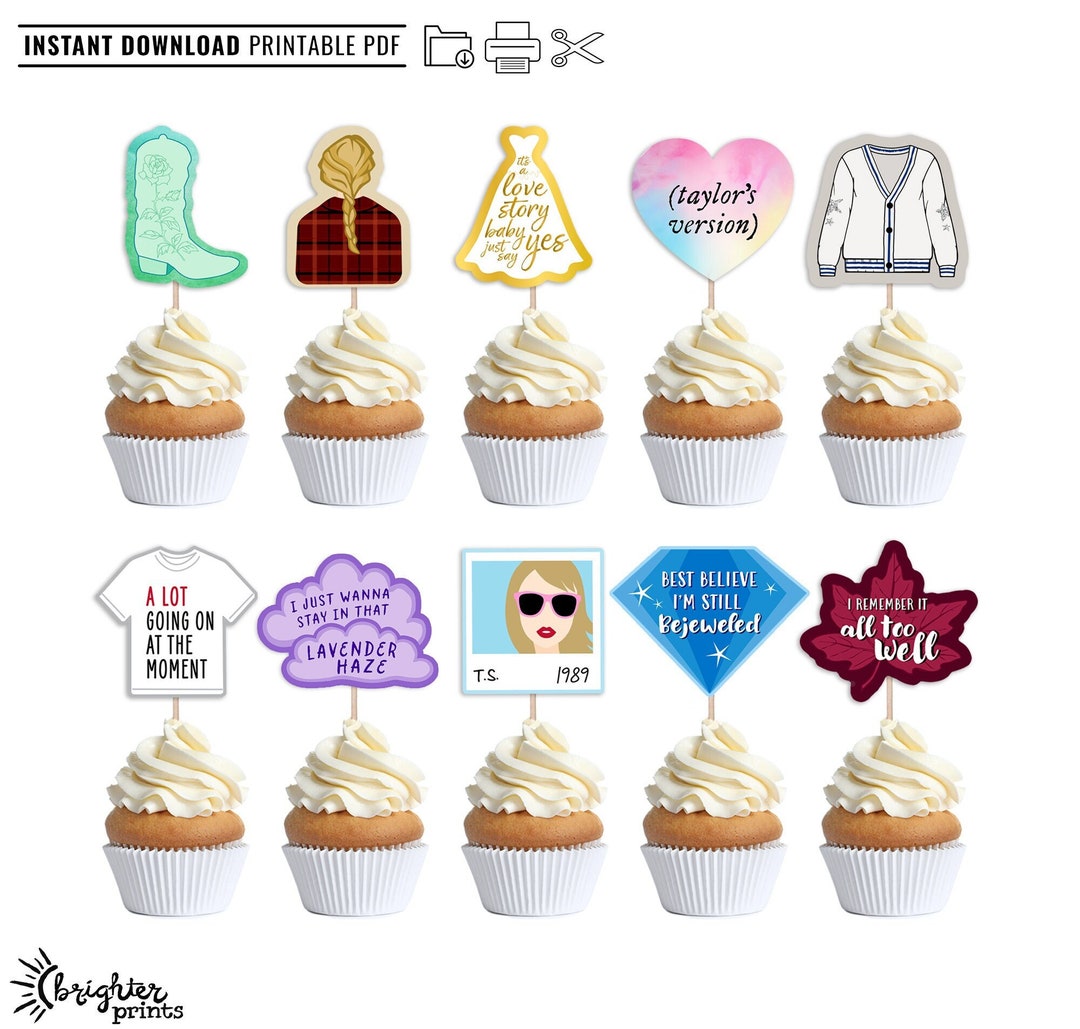 Printable Taylor Swift Inspired Cupcake Toppers Instant Etsy UK