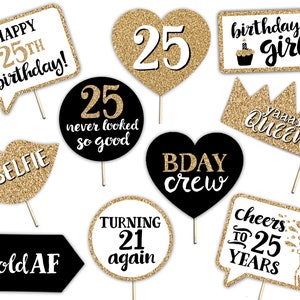 25th Birthday Printable Photo Booth Props Instant Download - Etsy