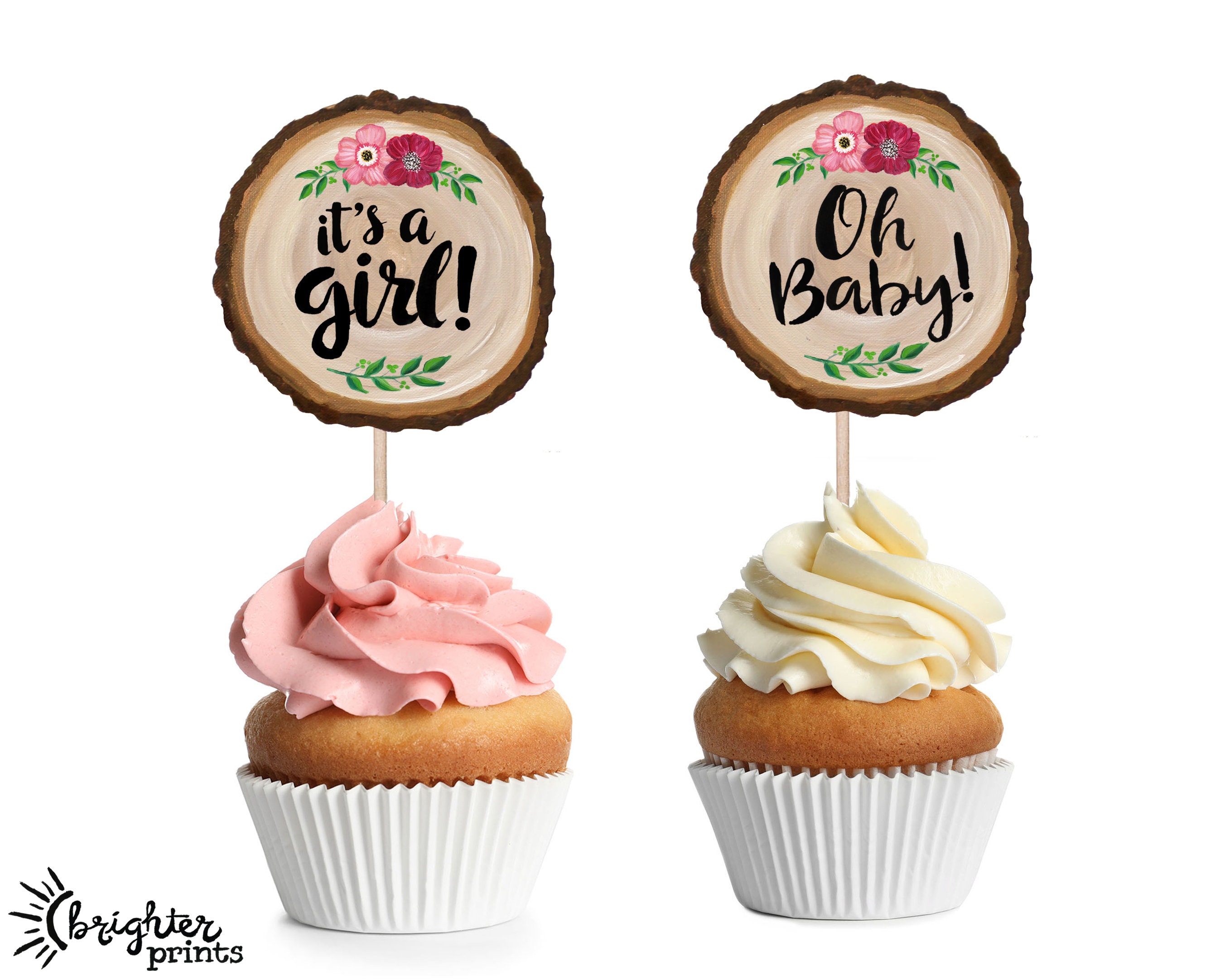 Baby Shower Cupcake Toppers Printable It's a Girl Oh Etsy