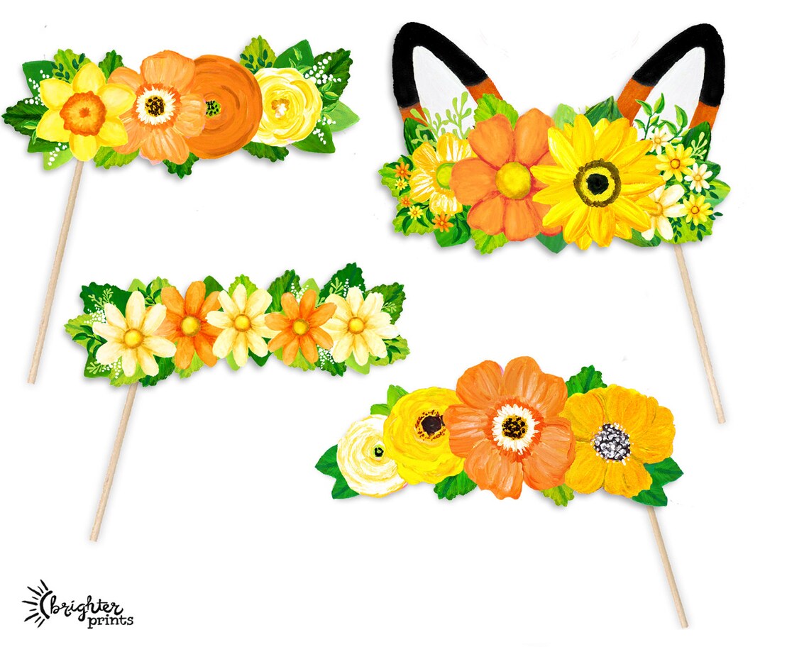 Printable Flower Crown Party Photo Booth Props 4 Printable - Etsy