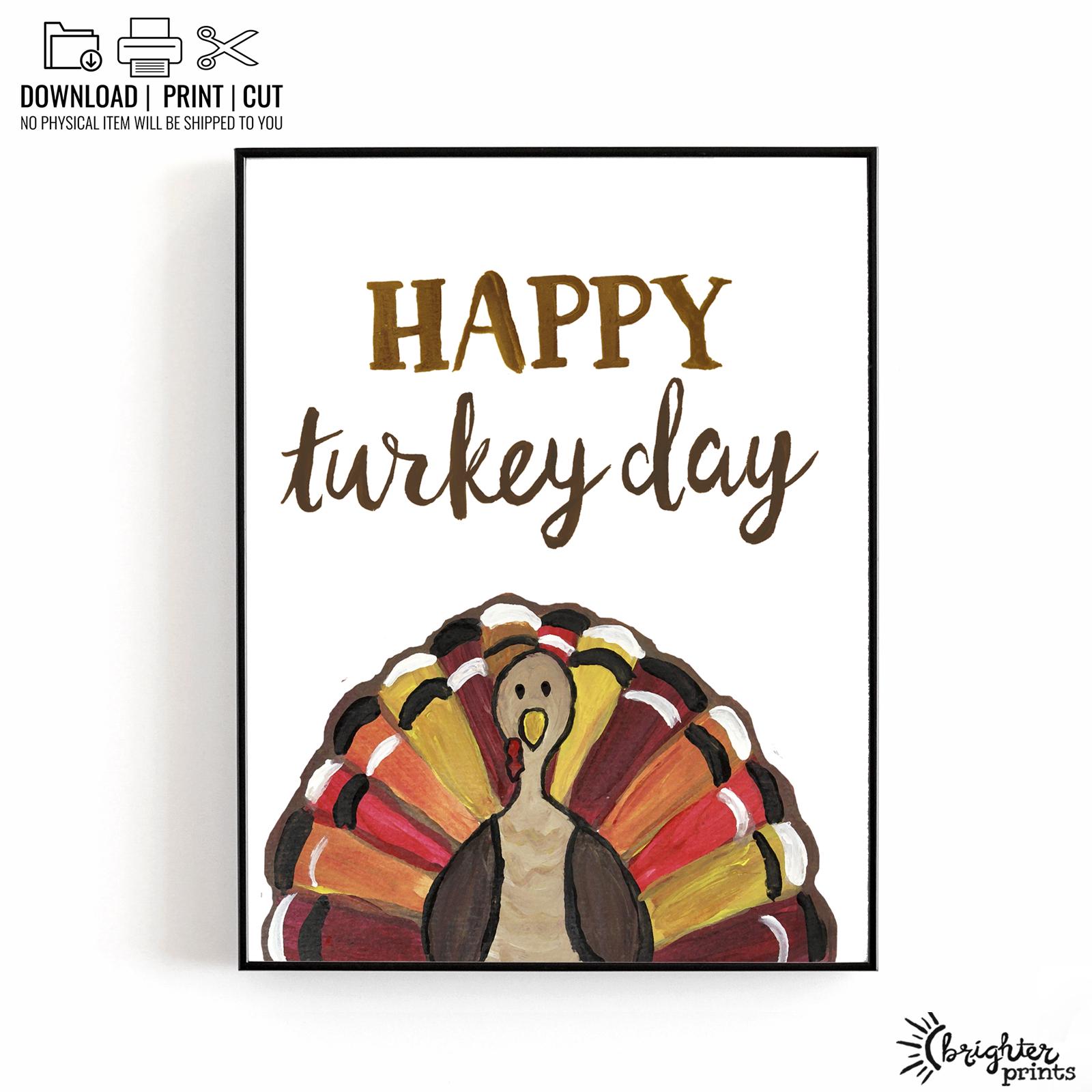 Thanksgiving Printable Wall Art - Set of 3 8x10 Prints - Happy Turkey ...