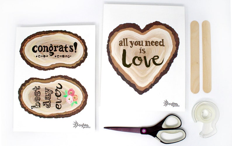 Mr and Mrs Bride and Groom Rustic Wedding Decor Wedding Party 20 Printable Wedding Chair Signs Wood Slice