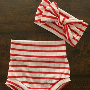 Candy Stripes high waisted baby bummies with bow