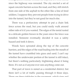 May include: A black and white photo of a tunnel entrance with overgrown weeds and crumbling edges. The text "My Old Neighborhood" is at the top of the page.