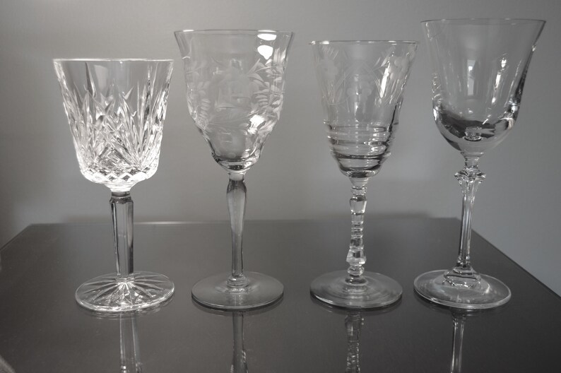 1930s'90s Mismatched Water Goblets/wine Glasses Etsy