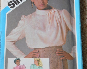 Back in Style!!!  1984 UNCUT Simplicity #6551 Size 16 Misses' Set of Draped Blouses with Neck and Sleeve Variations