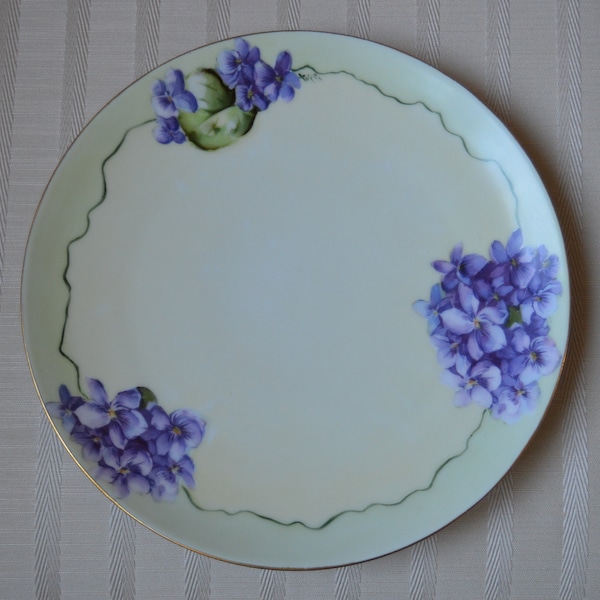 Vintage PT Bavaria Hand Painted Violet Plate: Caine's Studio Art