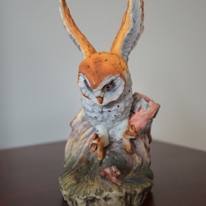 1979 Barn Owl Ski Country Kentucky Straight Bourbon Whiskey Porcelain, Broken Cork, Full Seal, Empty Bottle, Collectible/Vintage Bar