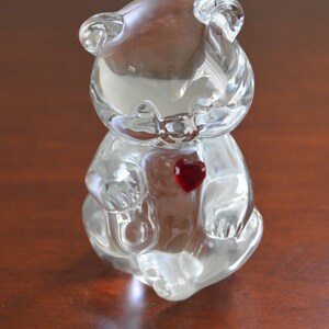1985 Fenton Clear Glass w/ Ruby Red Heart, July Birthstone, Crafted in USA, July Birthday Gift