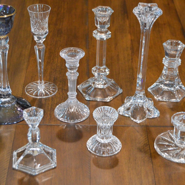 Choice of 9 Vintage Candle Holders, Taper Candles, Single Light Holders, Mix & Match, Crystal from Italy/Austria/Hungary/Germany/USA/China