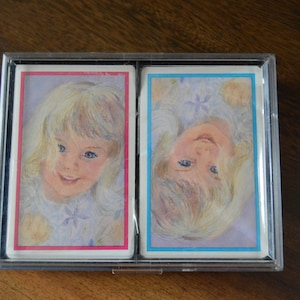 Vintage Double Deck Standard Spielkarten Neu im Paket Little Girl Artwork