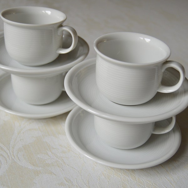 1978-90s Choice Porcelain Trend White Thomas Germany Flat Cup/Saucer Set Espresso Made in Germany Rosenthal Group MCM White Concentric Rings