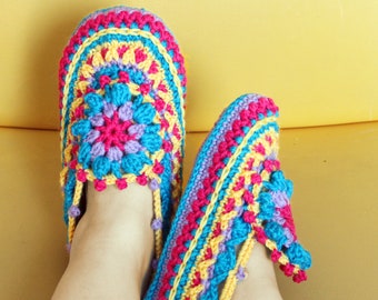 Crochet pattern for Colorful slippers