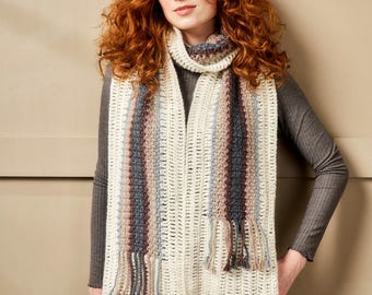 Crochet pattern for Happy Stripes Scarf with textured details