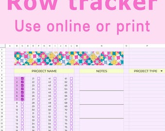 Crochet and Knitting  Row Counter – Google Sheets + Printable Tracker in Pastel Colors