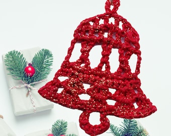CROCHET PATTERN Bell applique Christmas tree ornament