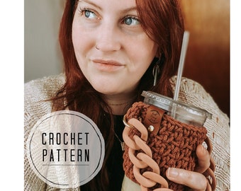 The Aurora Coffee Carrier Crochet Pattern | Coffee Purse Pattern | Crochet Coffee Cozy Pattern | Crochet Coffee Sleeve Pattern | KMM