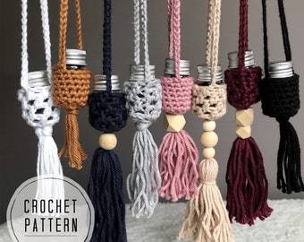 Boho ätherisches Öl Diffusor Häkelanleitung, PDF Anleitung, Crochet EO Diffusor, Rückspiegel Öl Diffusor Muster | Knoten Mama Made