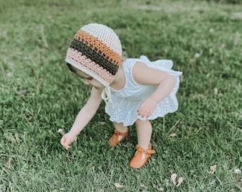 The lilah Bonnet | Crochet Bonnet | Crochet Baby Hat | Boho Baby Bonnet | Boho Baby | Baby Gift| Toddler Bonnet| Color Block Bonnet