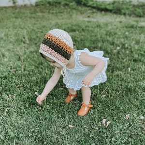 The lilah Bonnet | Crochet Bonnet | Crochet Baby Hat | Boho Baby Bonnet | Boho Baby | Baby Gift| Toddler Bonnet| Color Block Bonnet