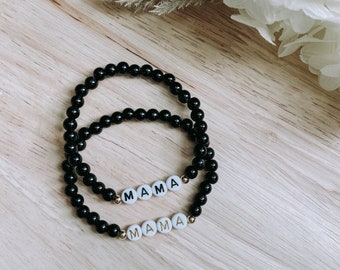 MAMA Onyx Bracelet | Boho Bracelet | Gifts for Mom | Name Bracelet | Mother’s Day Gift