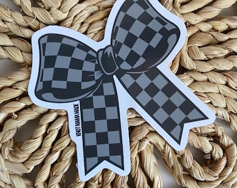 Checkered Bow Spooky Sticker, Coquette Halloween Sticker
