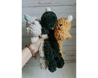 Dinosaur Lovey | Dino Plush | Crochet Dinosaur Snuggler | Boho Stuffed Animal | Boho Nursery