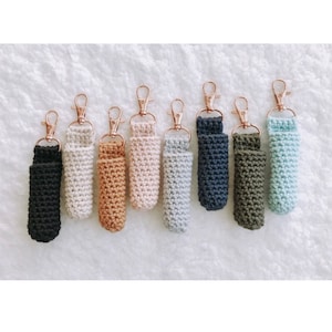 Lip Balm Holder Key Chain Chapstick Holder Boho Keychain Crochet Balm Holder Backpack Charm Minimalist Mother's Day Gift image 3