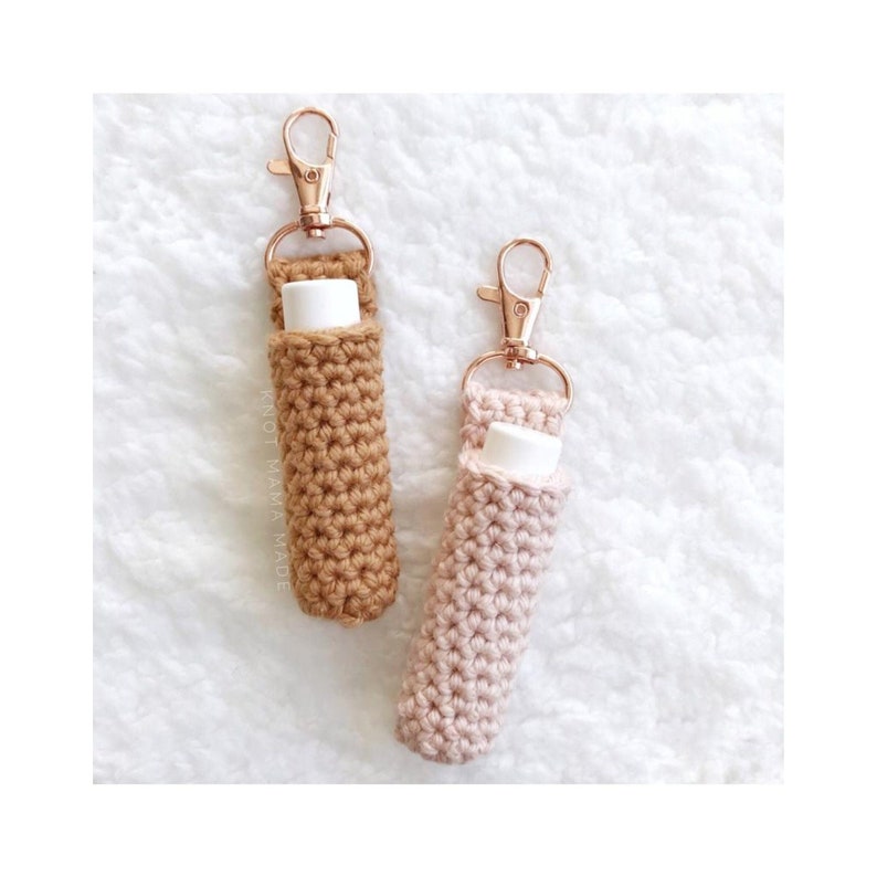 Lip Balm Holder Key Chain Chapstick Holder Boho Keychain Crochet Balm Holder Backpack Charm Minimalist Mother's Day Gift image 1