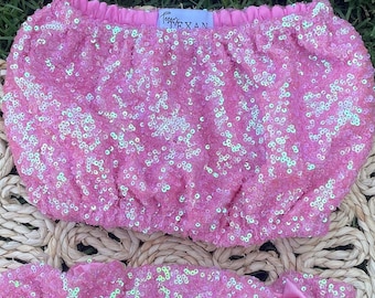 Girls Light Pink Sequin Strapless Tube Top