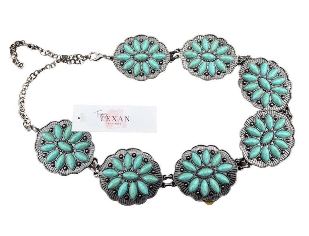 Adult Turquoise Western Concho Adjustable Belt - Etsy display picture 3