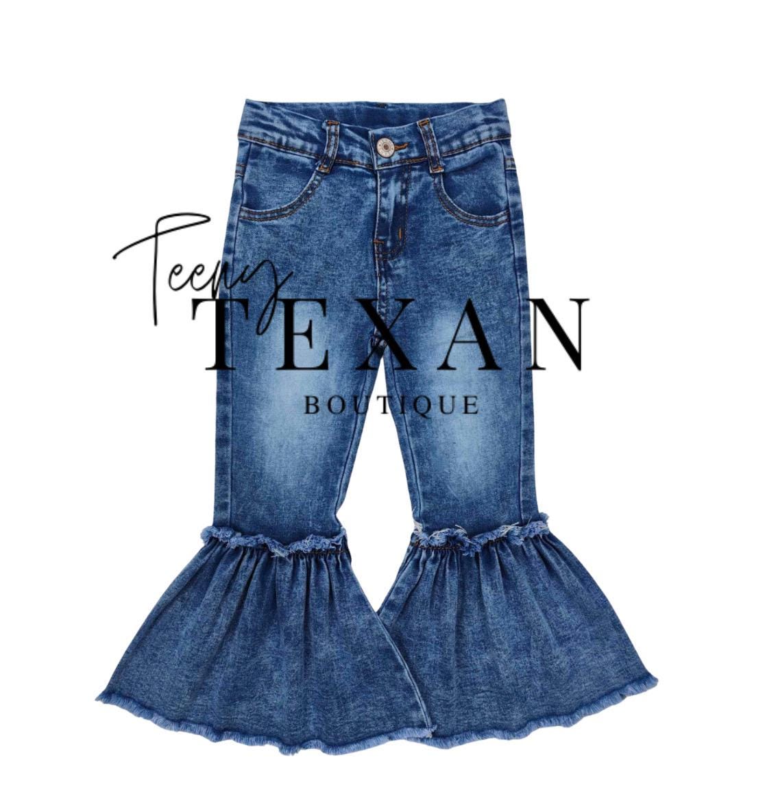 Toddler Girl Pants Denim Bell Bottom Baby Trousers Ruffle Flare Jeans For Kids 1 6y 2 3t