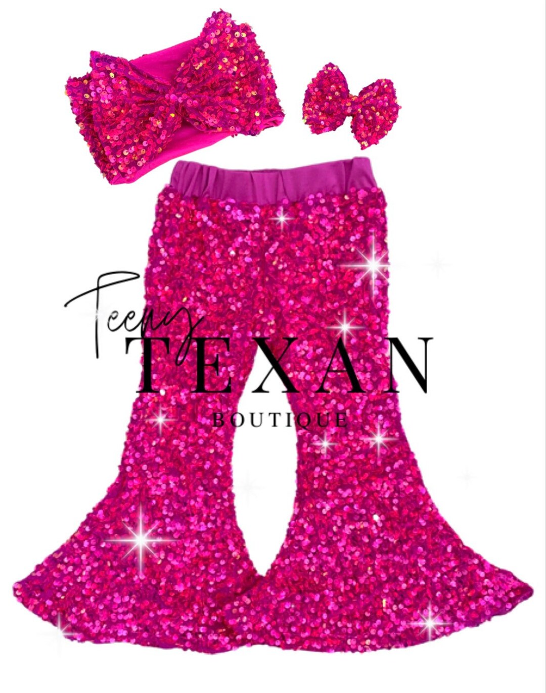 Hot Pink Sequin Bell Bottoms, Toddler Bell Bottoms, Birthday Sparkle