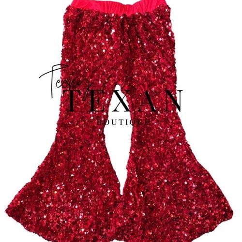Red Sequin Bell Bottoms Toddler Bell Bottoms Red Glitter Etsy