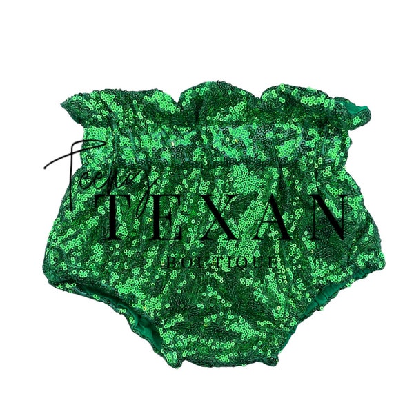 Baby Girl, Green Sequin Bloomies, Green Sequin Bloomers, Birthday Bloomers