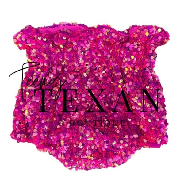 Baby Girl, Hot Pink Sequin Bummies Bloomers, Sequin Bloomers, Pink Sequin Bloomers, Birthday Outfit