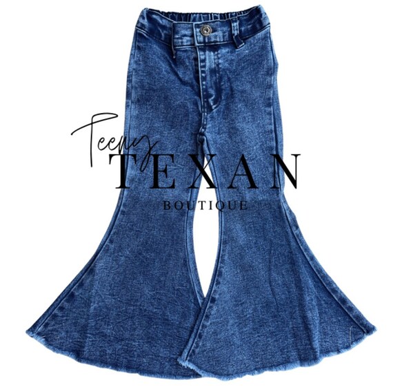 Kids Western Acid Washed Flare Bell Bottom Jeans - Etsy