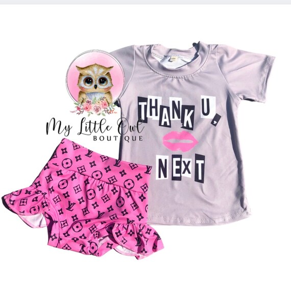 Thank You Next Ariana Grande Kids Outfit Pink Bummies Etsy
