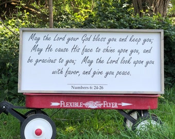 May the Lord your God bless you and keep you Numbers 6: 24-26  Rustic farmhouse sign 3 sizes, Jewish blessing wall art, gift idea home decor