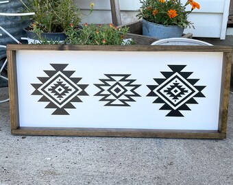 Aztec wall art, Farmhouse decor, Native American wall art, southwestern design, 2 sizes geometric sign, bohemian home decor, boho room decor