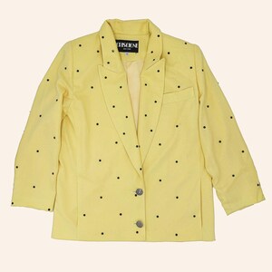 Damen Gelber Blazer Trendy Vintage 80er Jahre Büro Chic Lässig Elegant Jacke Small Herbst Formelle Jacke Arbeitskleidung Blazer Business Casual Formell