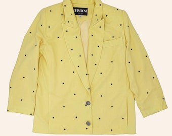 Women’s Yellow Blazer Trendy Vintage 80s Office Chic Casual Elegant Jacket Small Fall Formal Jacket Workwear Blazer Business Casual Formal
