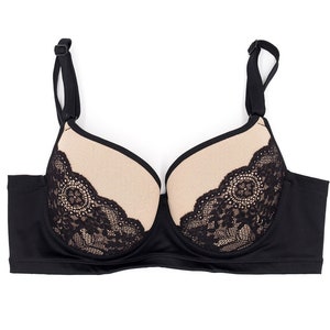 black lace demi bra, size 36c bra, size medium bra, vintage lace bras, black lace bras, vintage lace lingerie, wedding lingerie, black bras