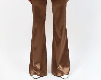 Bronze Bell Bottom Pants - Size 29 / Boho / Wedding / Summer / Formal /