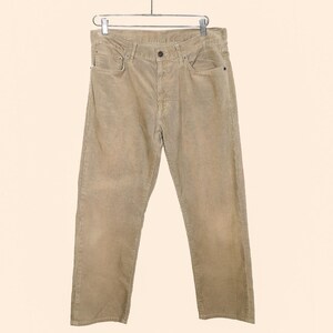 Mens Beige Corduroy Mid Rise Straight Leg Fall Jeans Size 32W 27L Casual Pants Winter Holiday Jeans