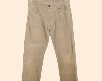 Mens Beige Corduroy Mid Rise Straight Leg Fall Jeans Size 32W 27L Casual Pants Winter Holiday Jeans