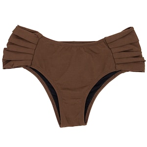 Brown Pleated Womens Bikini Bottoms - Taille Petite - Maillots de bain vintage - Maillots de bain vintage - Maillots de bain vintage - Bikinis vintage - Bikini
